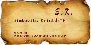 Simkovits Kristóf névjegykártya